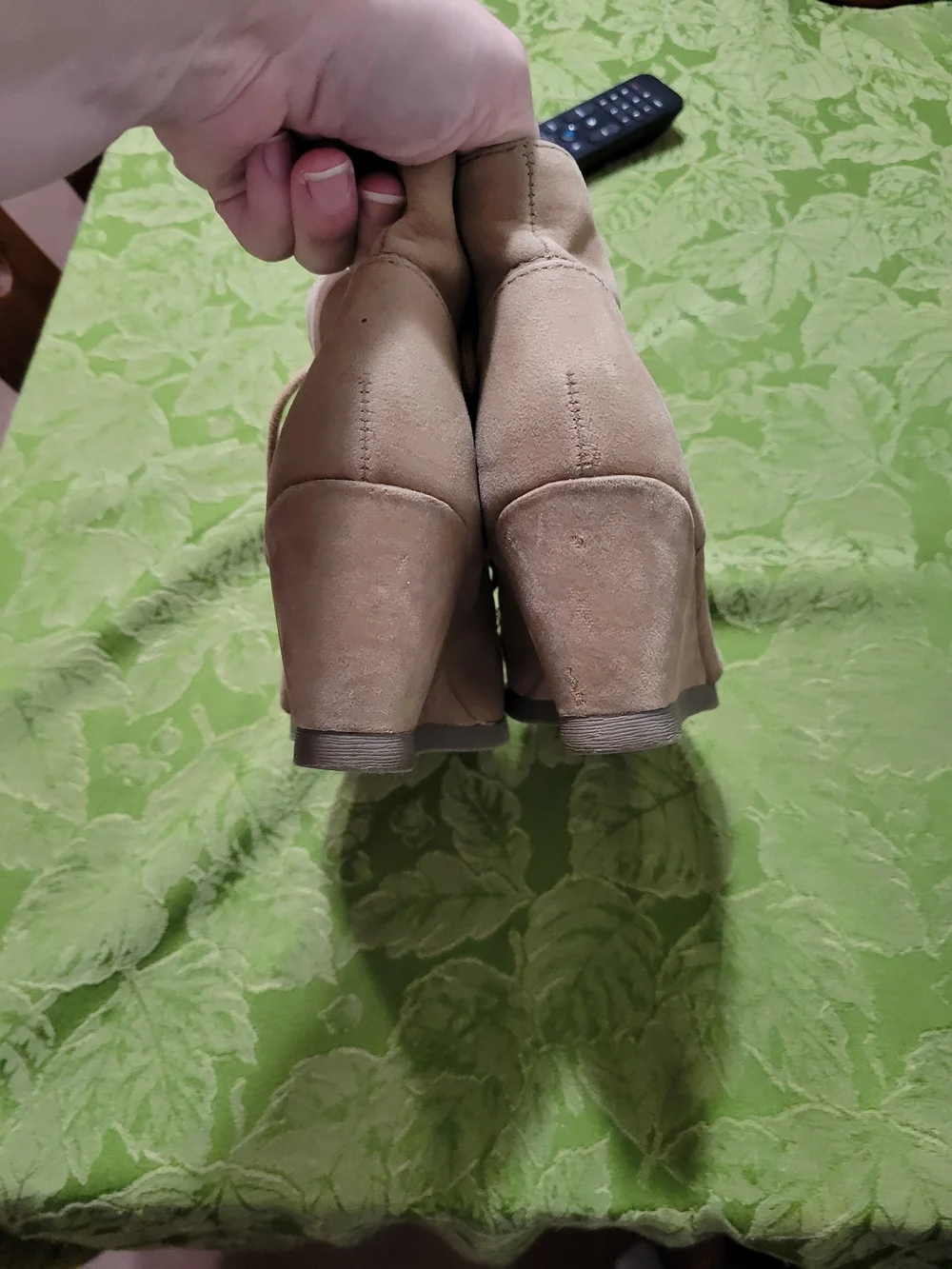 Madden Girl Beige Lace-Up Wedge Ankle Boots
